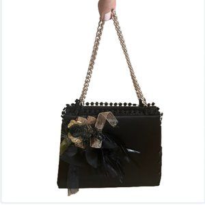 Black Satin Purse with Embelishments